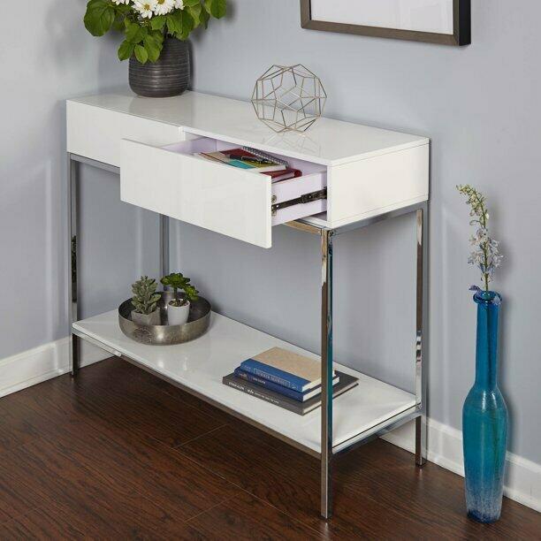 White & Chrome Console: White & Chrome Console This will be a two (2) day sale Wed & Thr Jan 18th & 19th. Online only. Online only.All items sold as is where is. There are No guarantees to functionality, condition, or fitnes