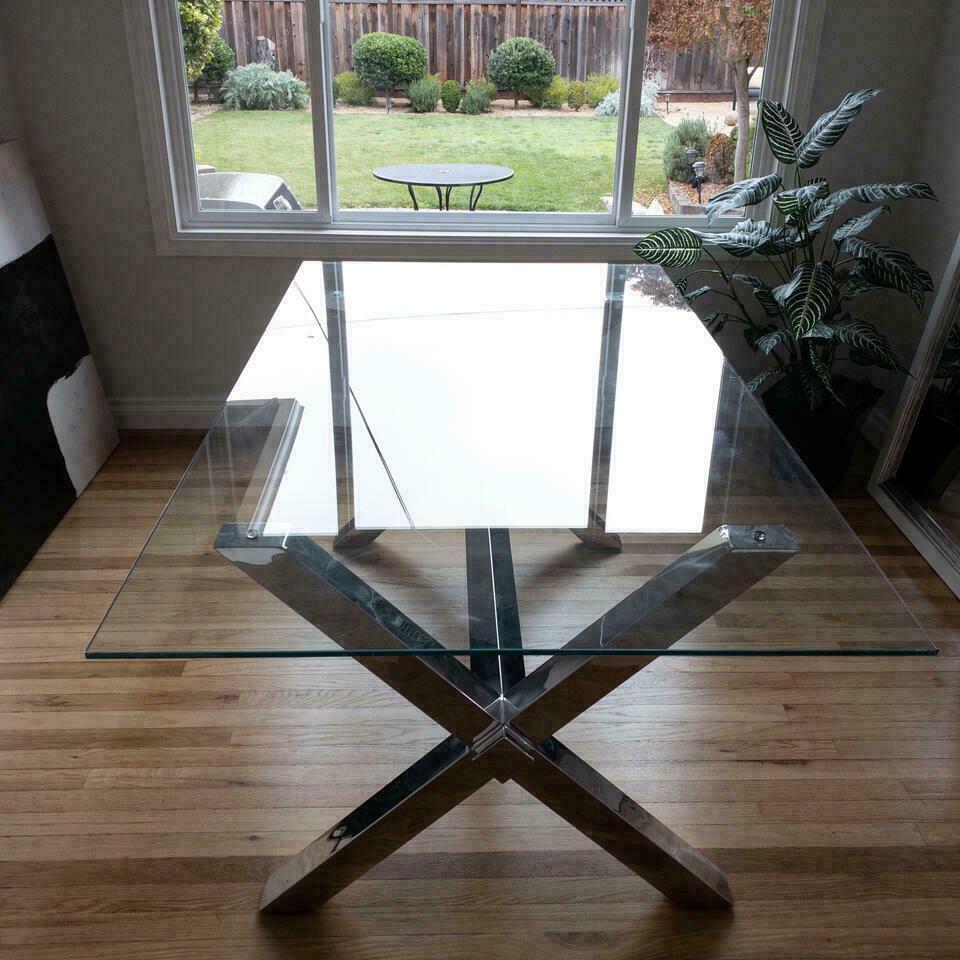 Glass Top Chrome Dining Table (1 of 3)