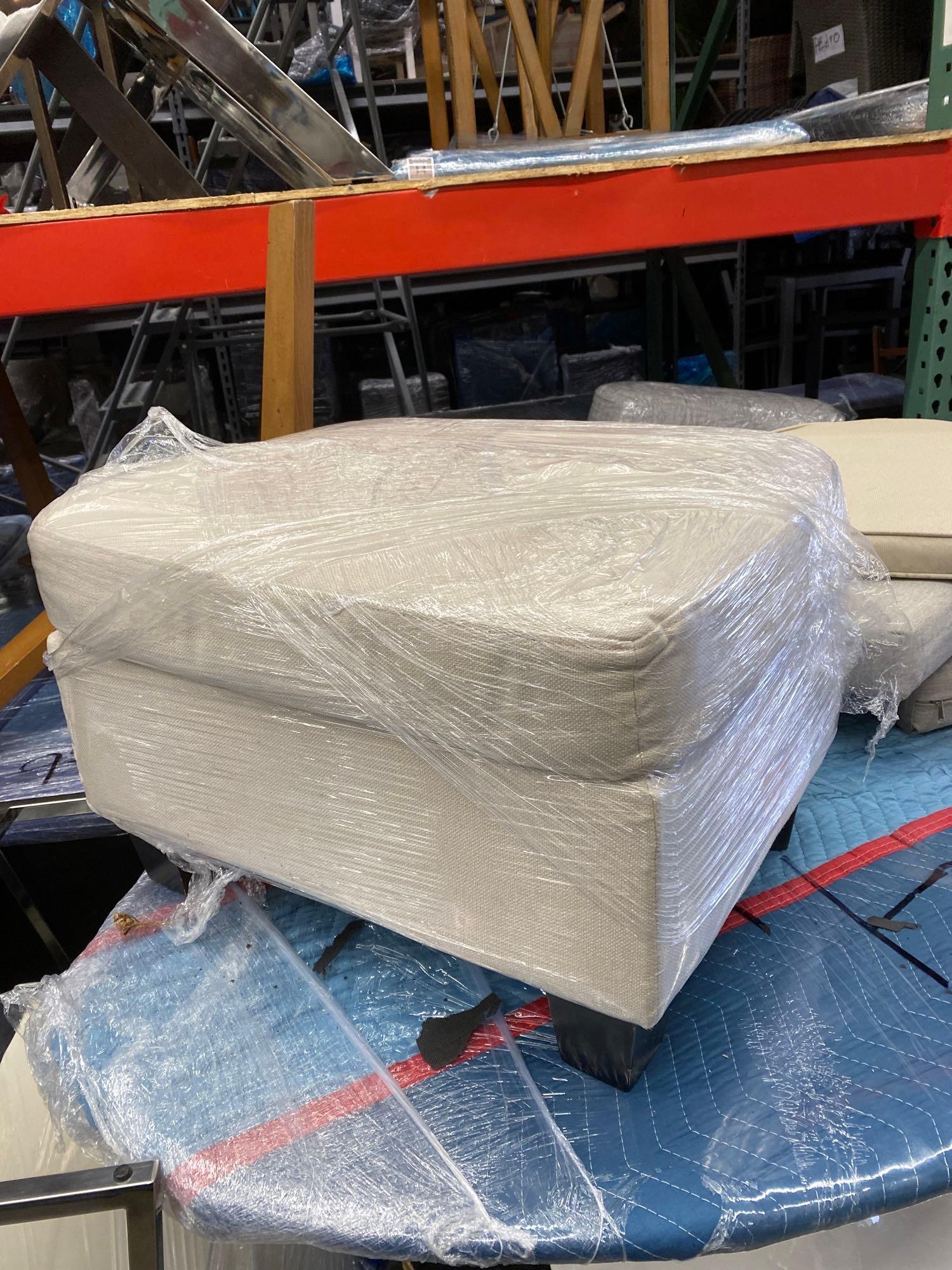 Beige Upholstered Ottoman (1 of 1)