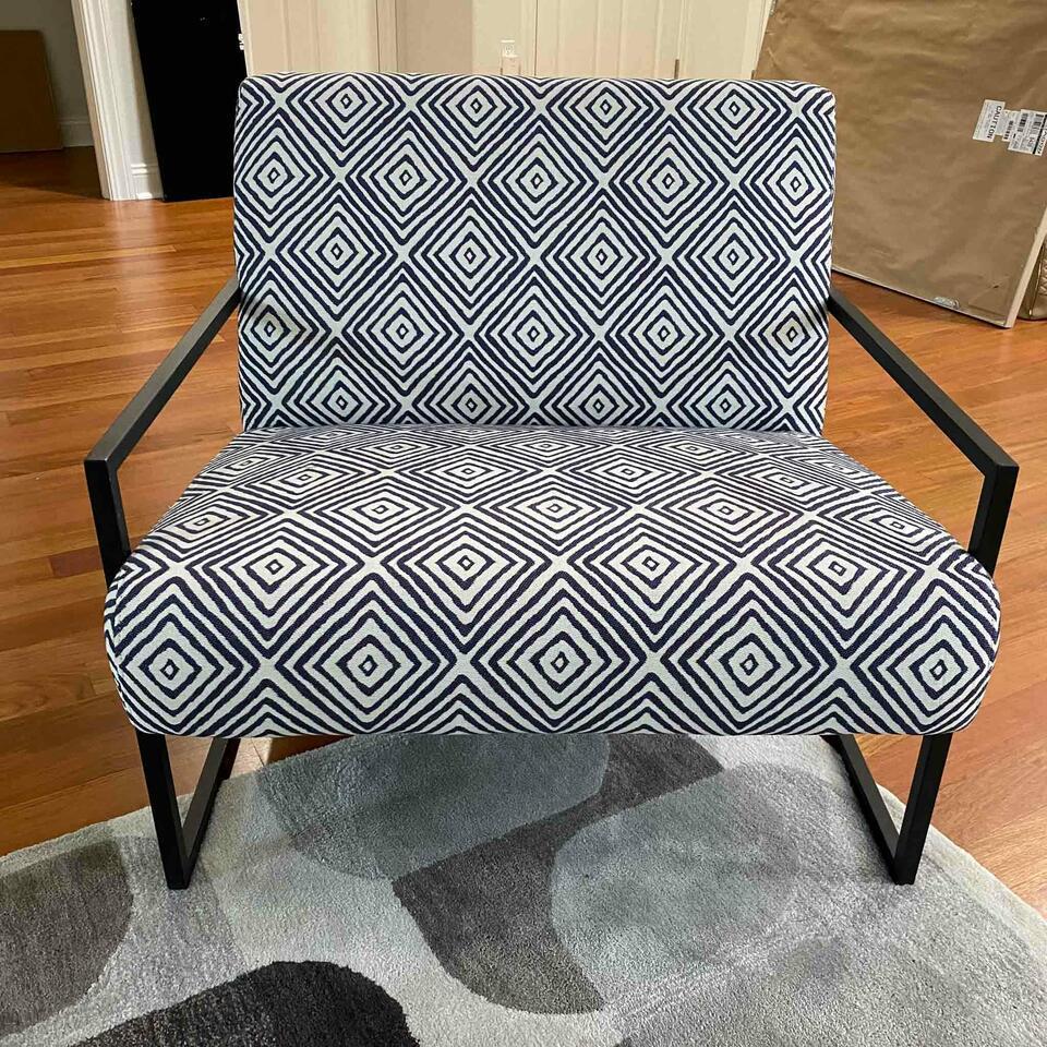 3 Navy Blue And White Arm Chairs (1 of 3)