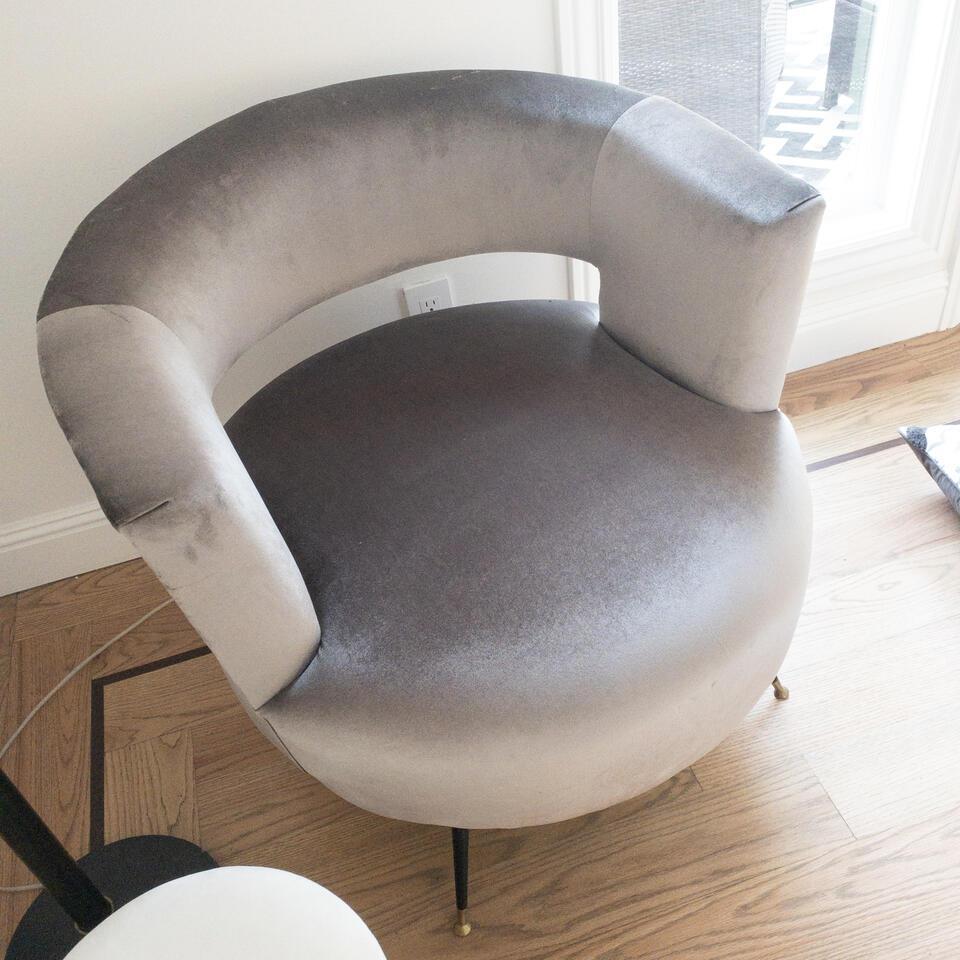 Pair Gray Velvet Armchairs (1 of 3)