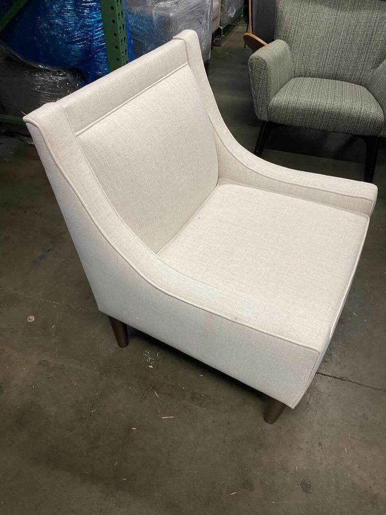 Pair Beige Fabric Accent Chairs (1 of 3)