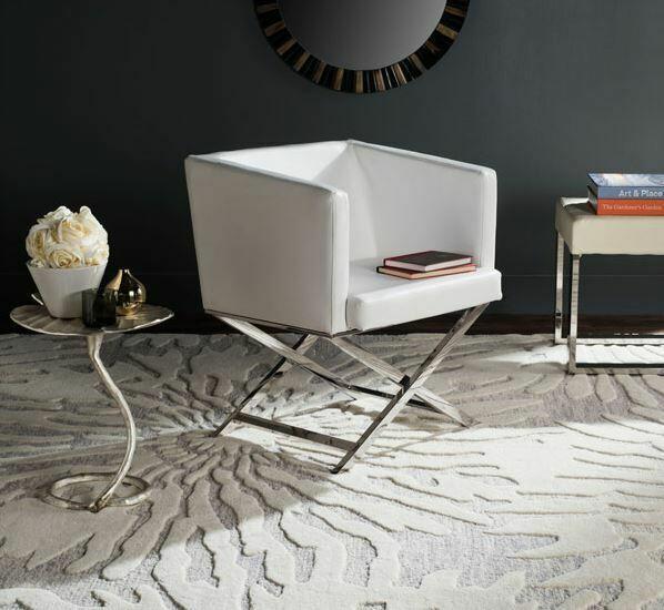 Pair White Bonded Leather And Chrome Accent Chairs (1 of 4)