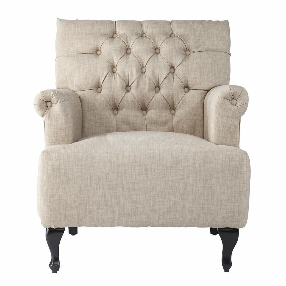 Pair Beige Tufted Armchairs (1 of 4)