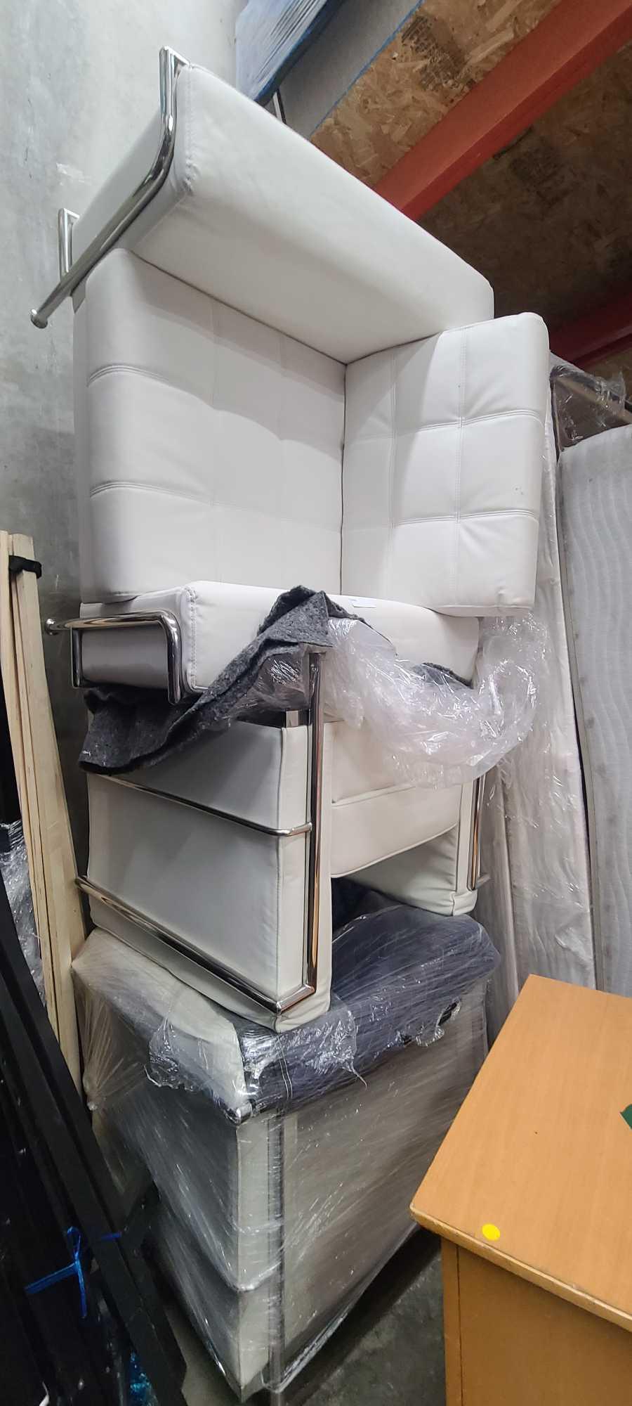 Lot 3 White And Chrome Arm Chairs (1 of 1)