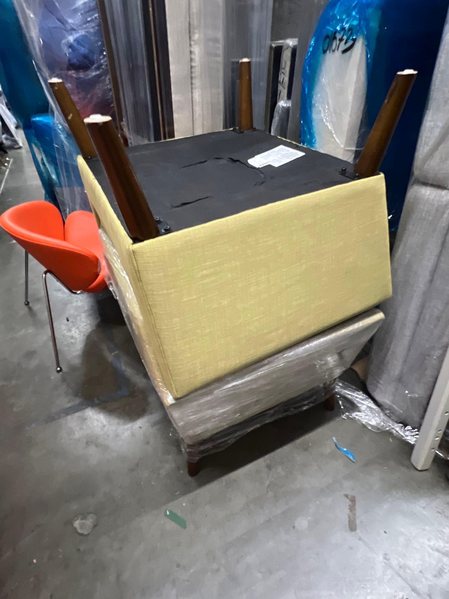 Pair, Green Arm Chairs, Wood Legs (1 of 1)