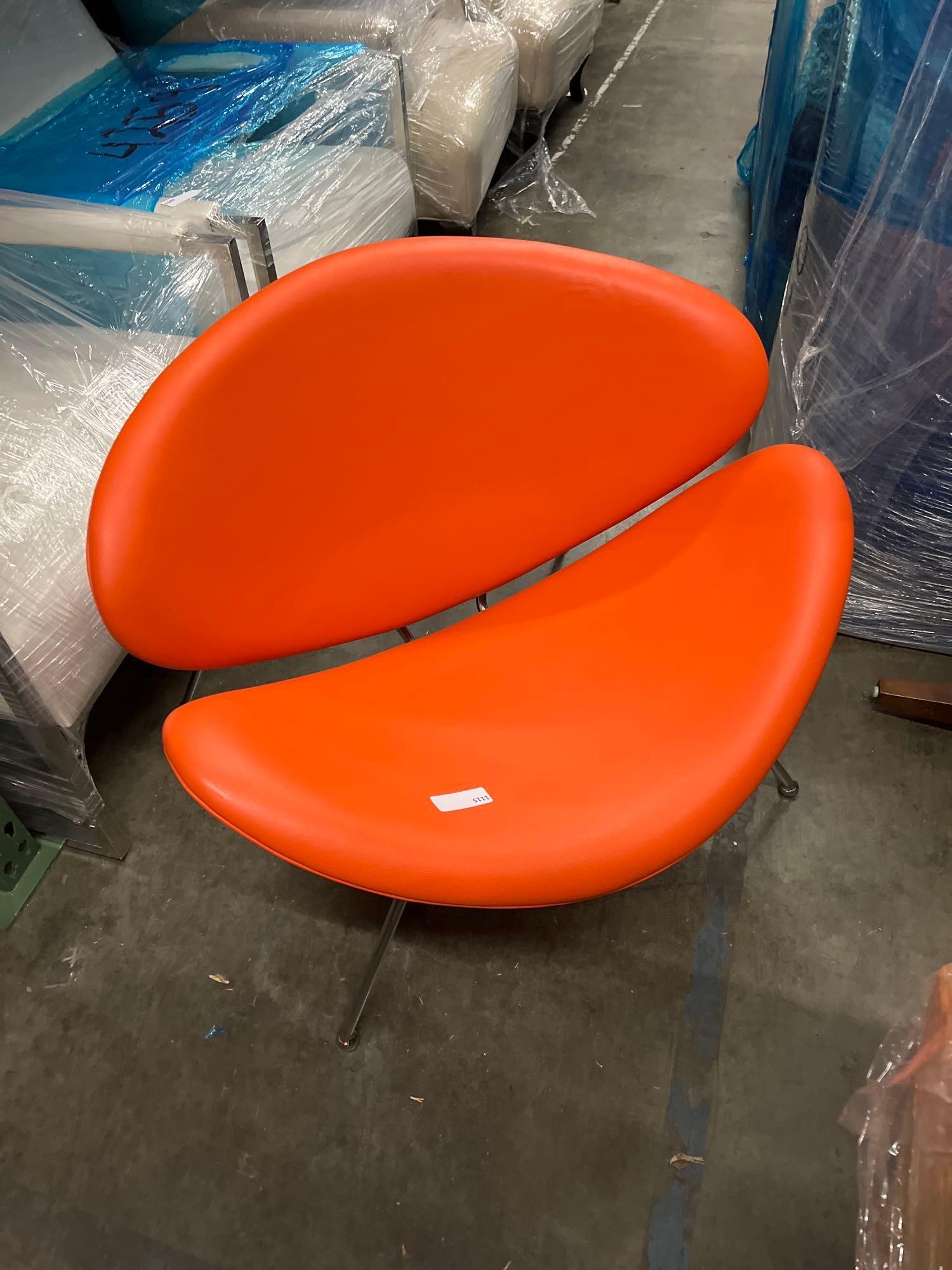 Round Orange Accent Chair, Metal Legs (1 of 1)