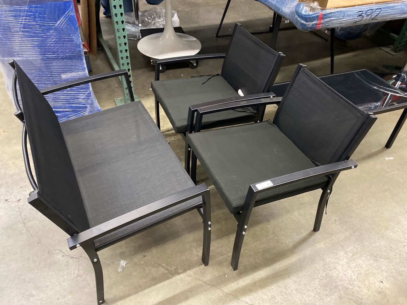 Black Outdoor Furniture Set With Table, Bench, And 2 Chairs (1 of 5)