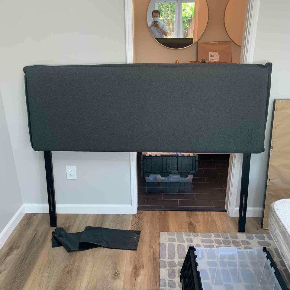 Gray Fabric Headboard, Queen (1 of 2)