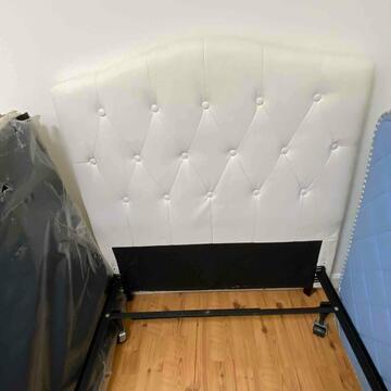 White Twin Headboard With Covered Buttons (1 of 2)