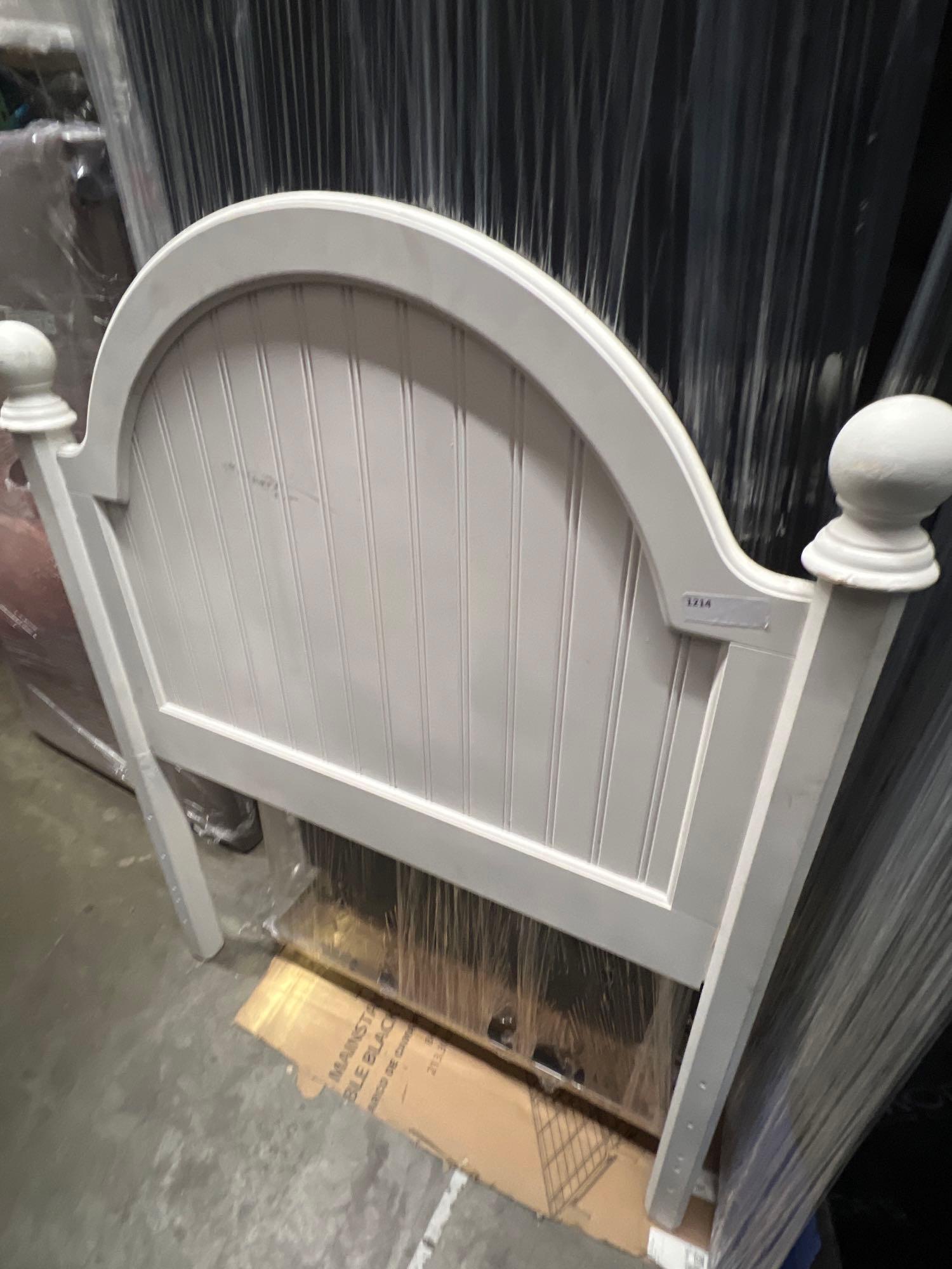 White Wooden Twin Headboard (1 of 1)