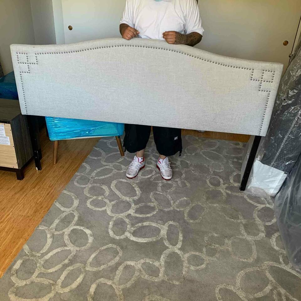 Light Grey Upholstered King Headboard (1 of 3)