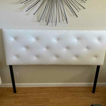 White Upholstered Queen Headboard (1 of 2)