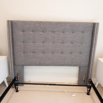 Grey Upholstered Queen Headboard (1 of 2)