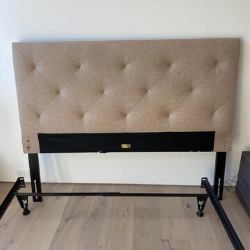 Tan Upholstered Queen Headboard (1 of 2)