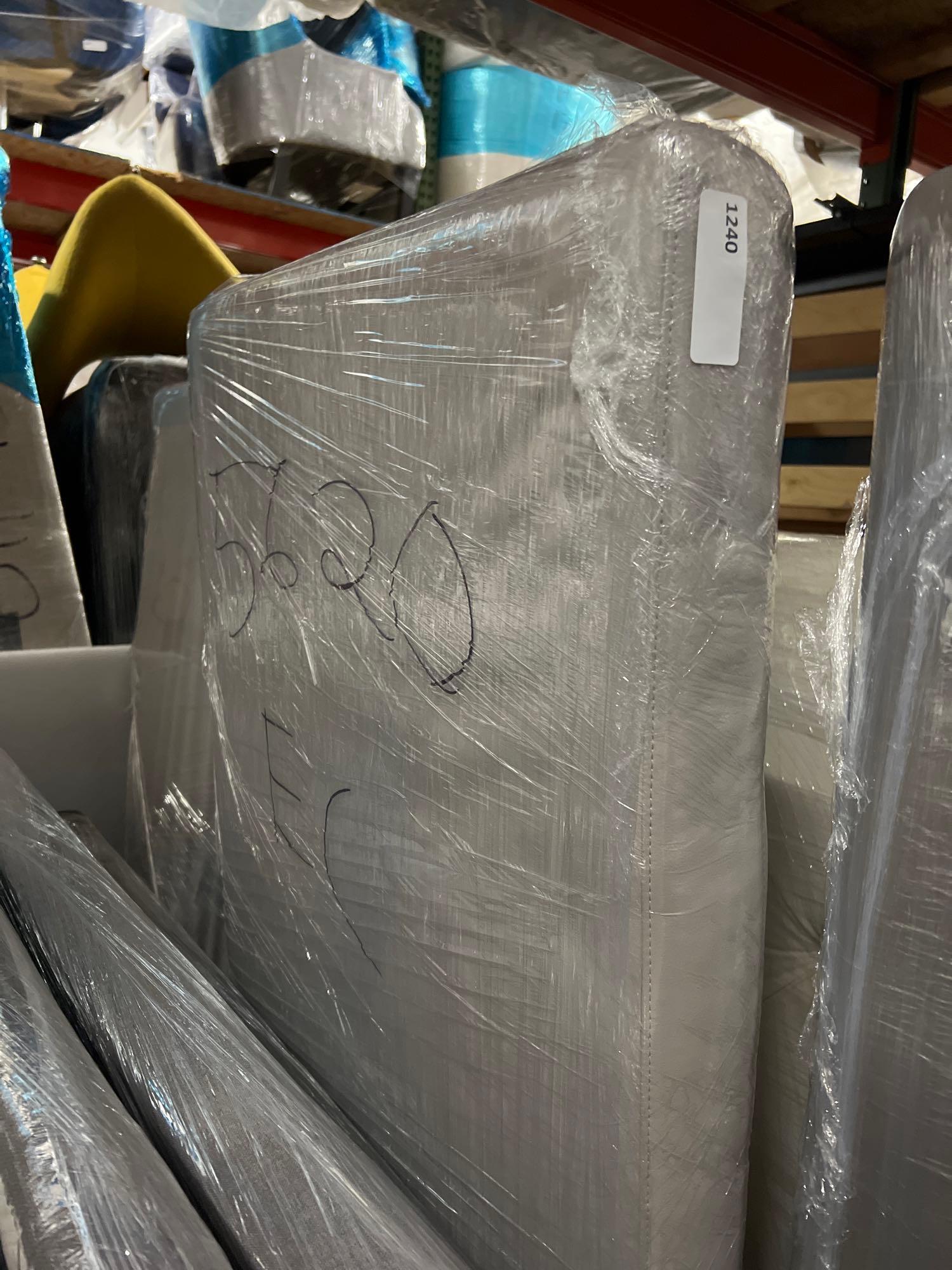 Grey Upholstered Queen Headboard (1 of 1)