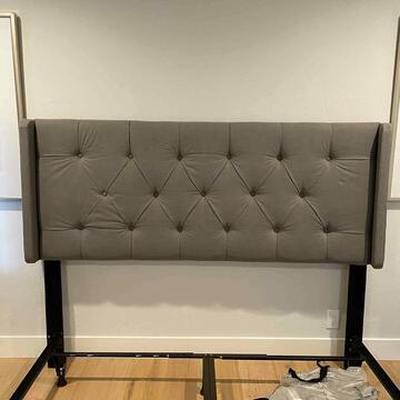 Grey Upholstered King Headboard (1 of 2)