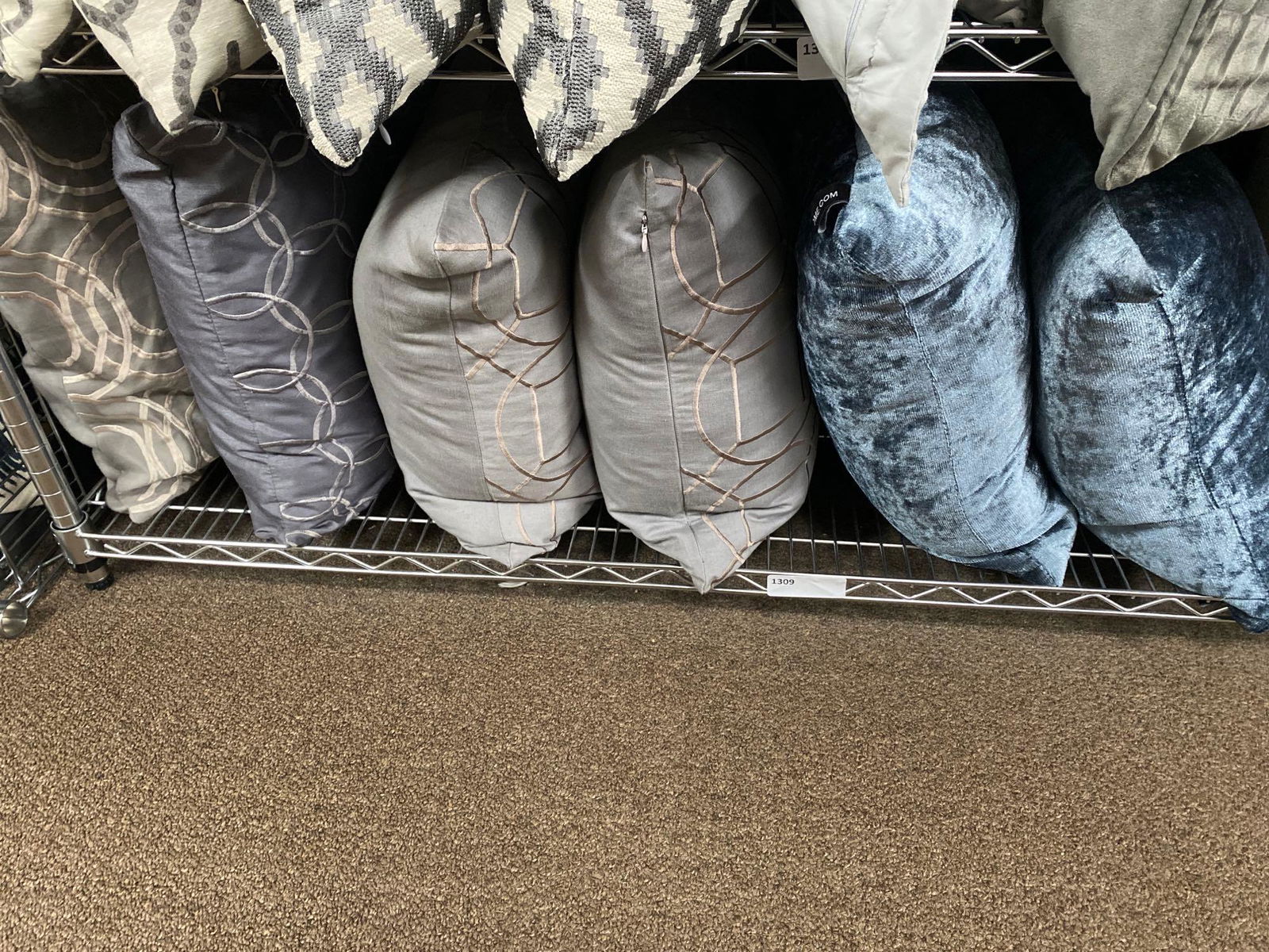 Six Blue & Grey Throw Pillows, Including Down- Filled (1 of 3)