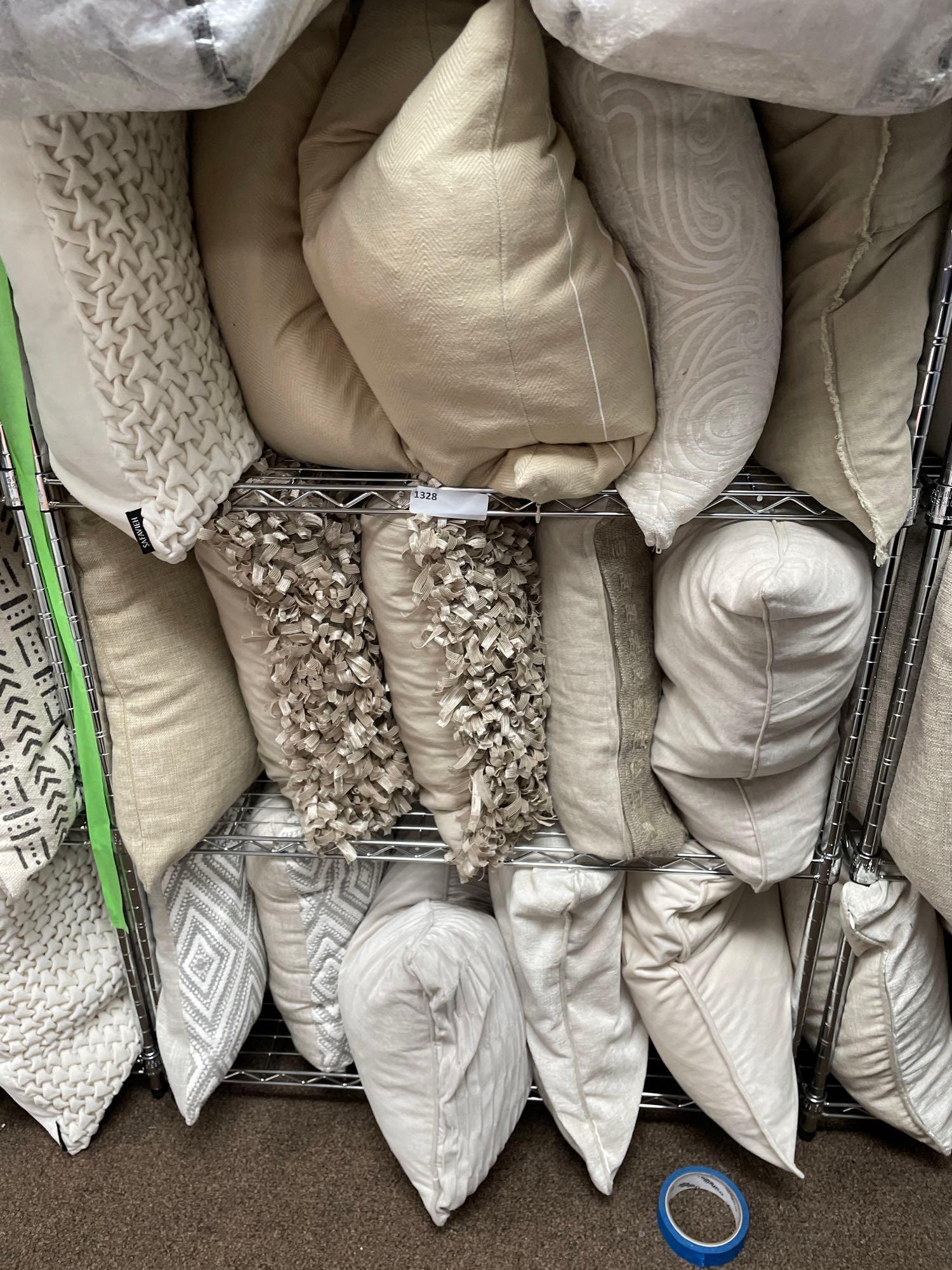 Large Lot Beige & White Throw Pillows (1 of 1)