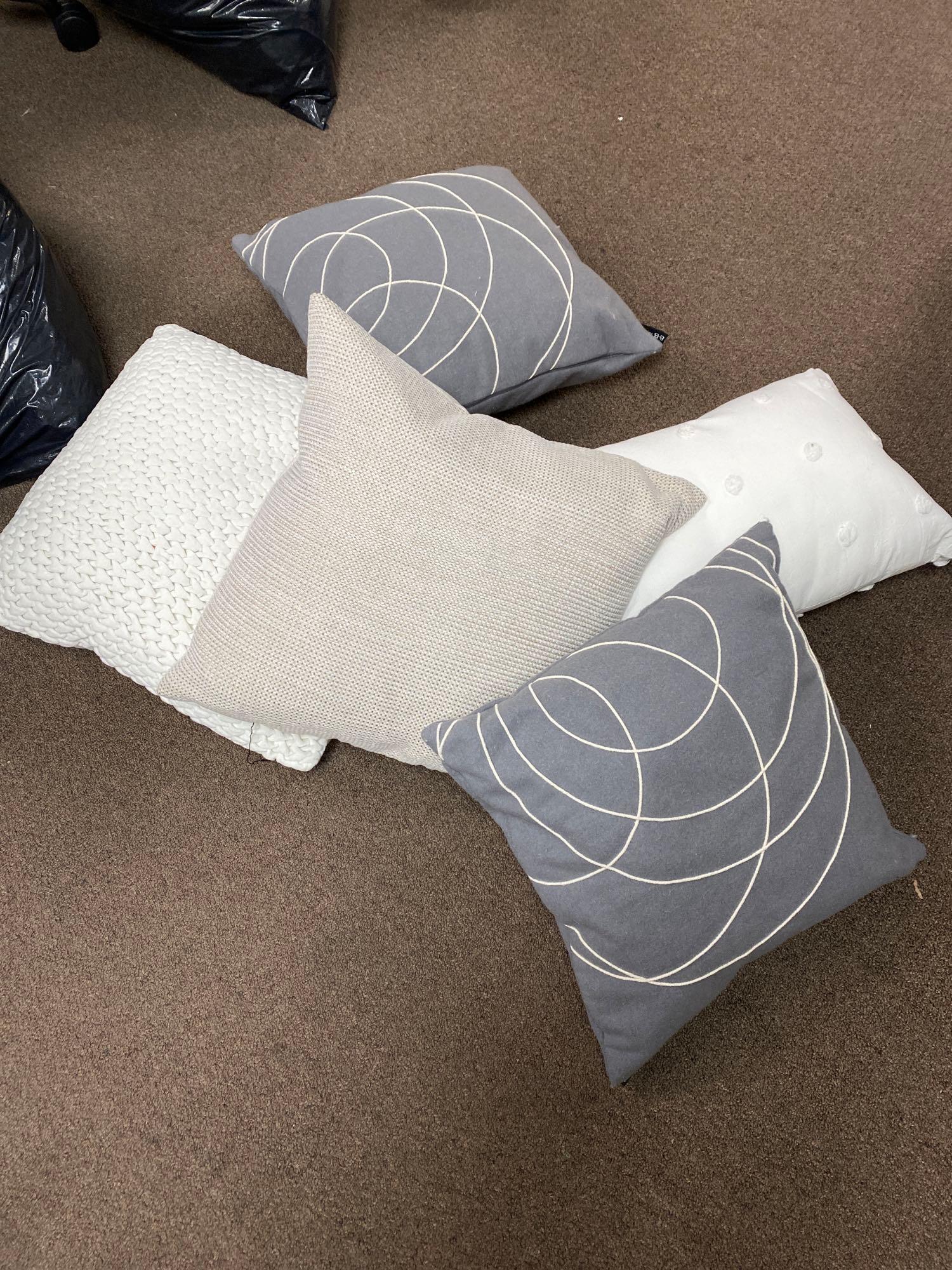 5 Grey, Tan, & White Throw Pillows (1 of 3)