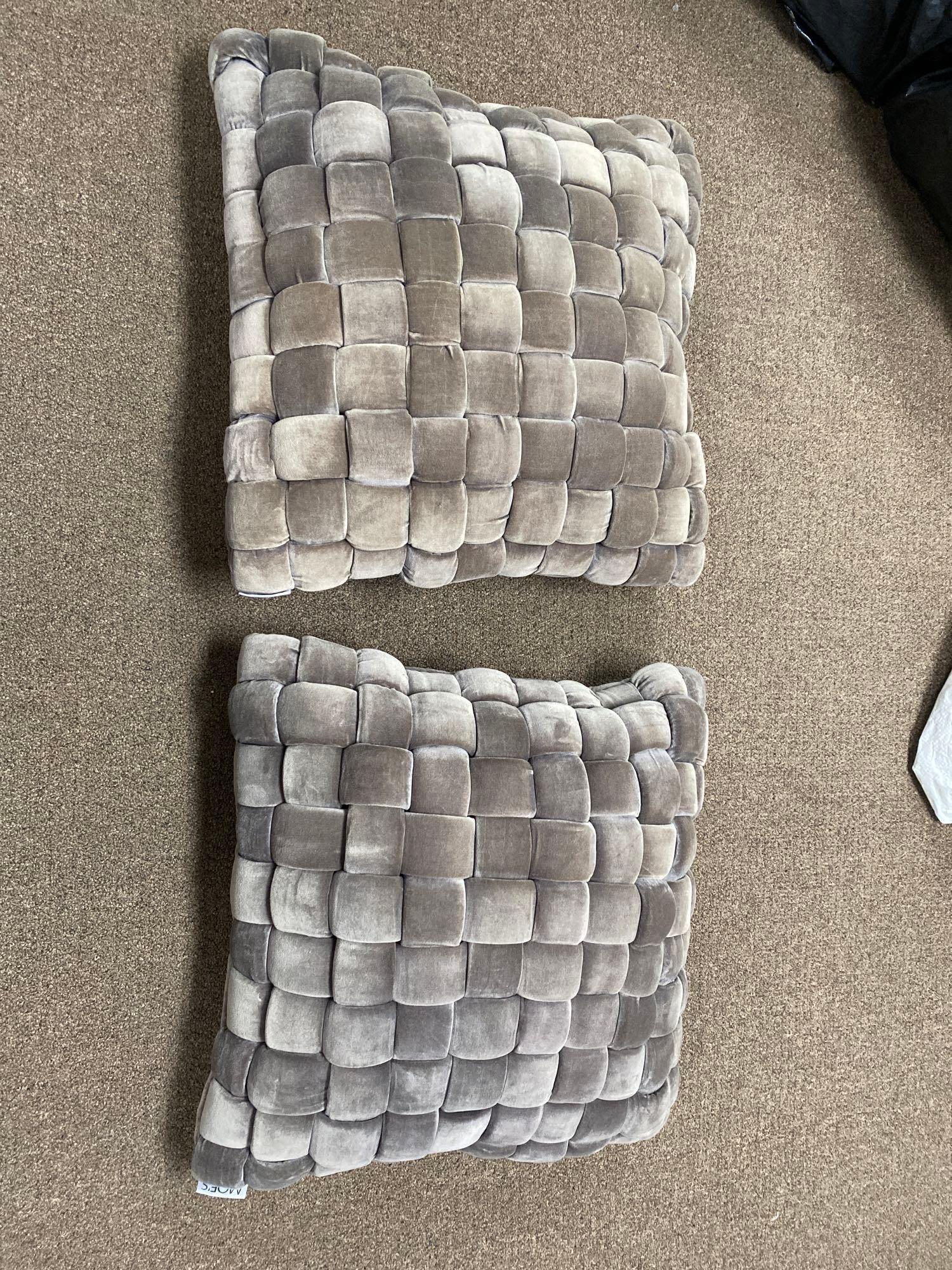 Pair Woven Taupe Throw Pillows (1 of 1)