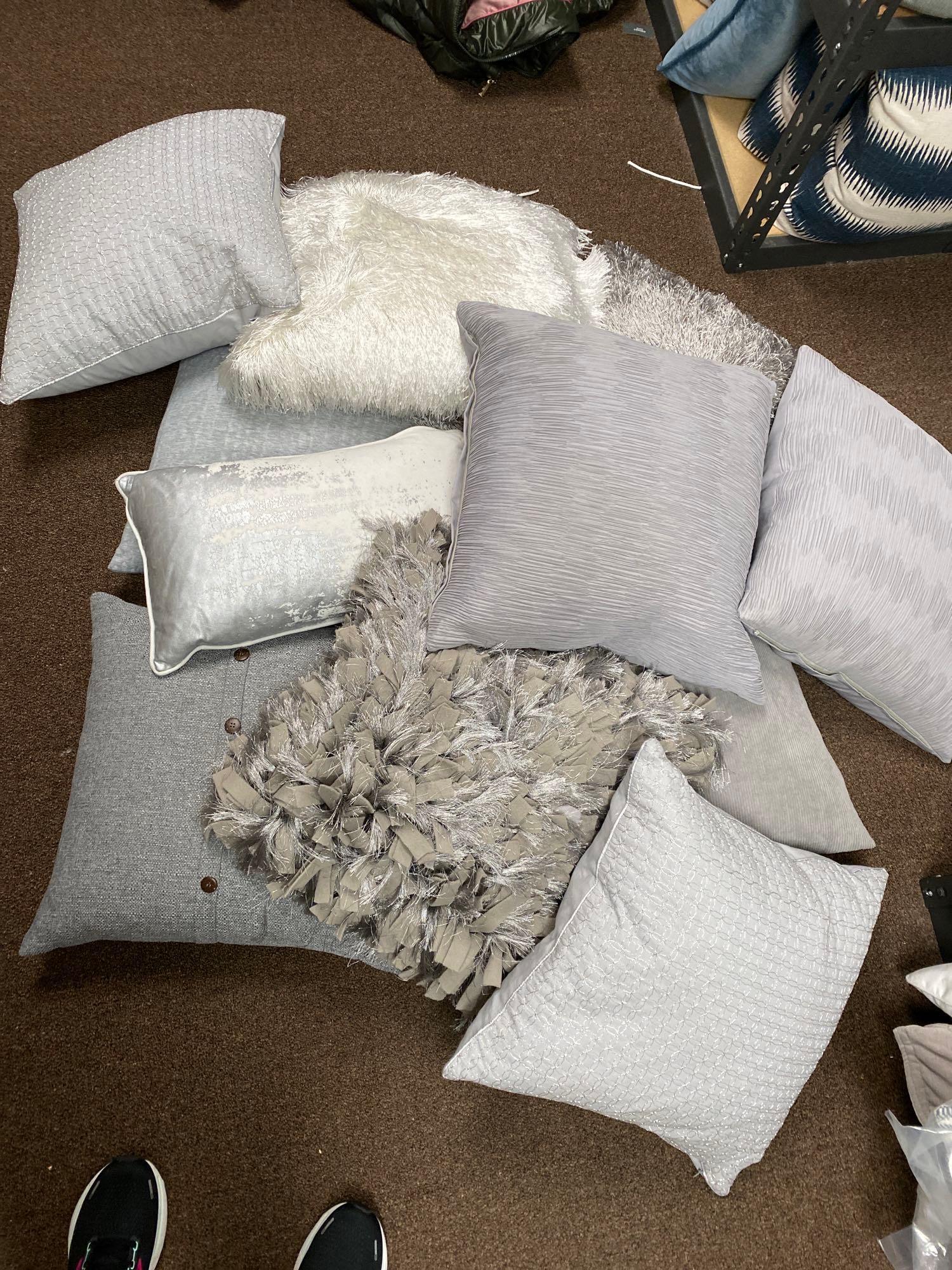 10 Silver And White Throw Pillows, Including Down Filled (1 of 4)