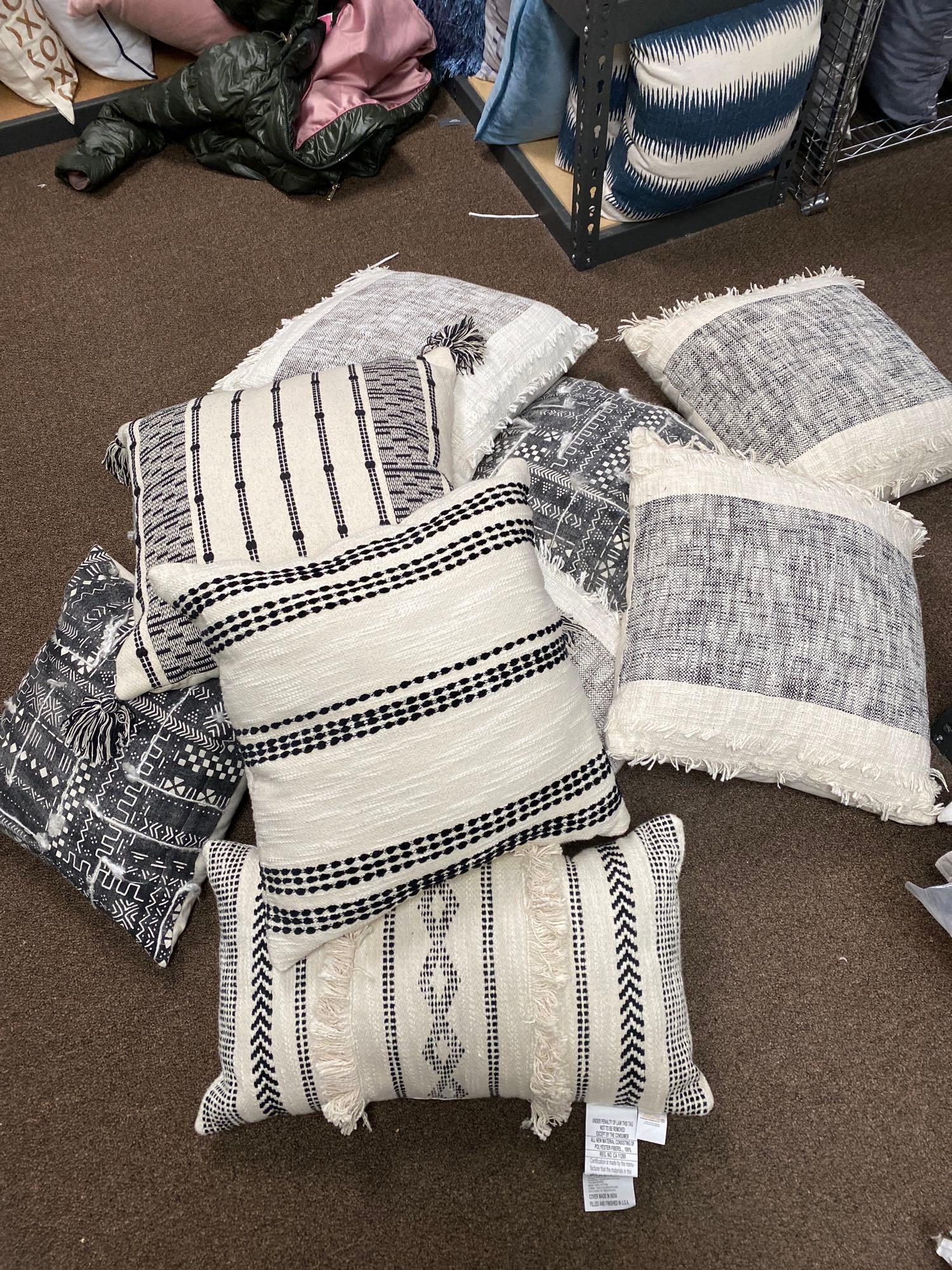 10 Black & Ivory ColoredThrow Pillows: 10 black & ivory coloredthrow pillows This will be a two (2) day sale Wed & Thr Jan 18th & 19th. Online only. Online only.All items sold as is where is. There are No guarantees to functionality, condi