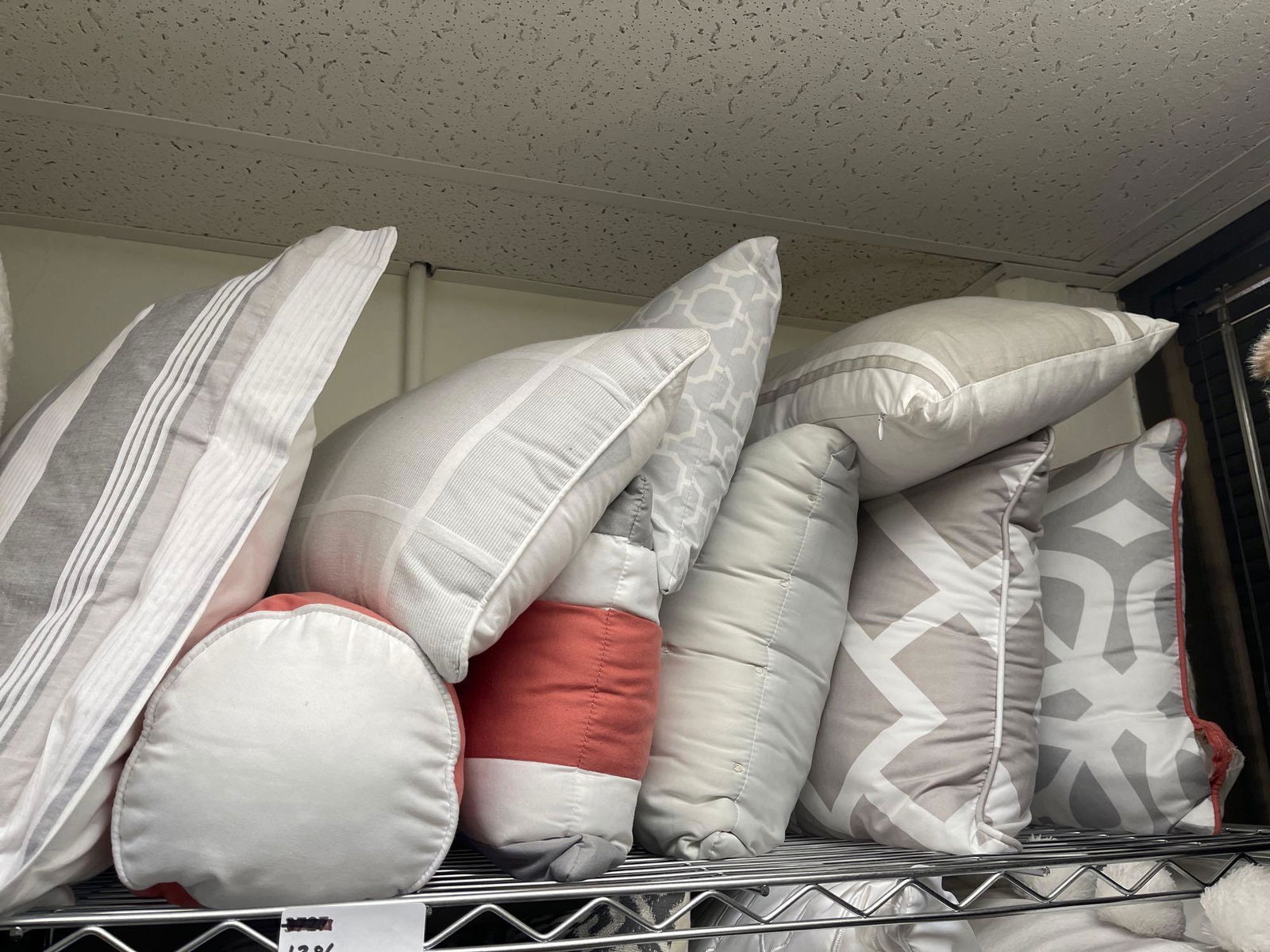 Lot Gray, White & Coral Throw Pillows (1 of 1)