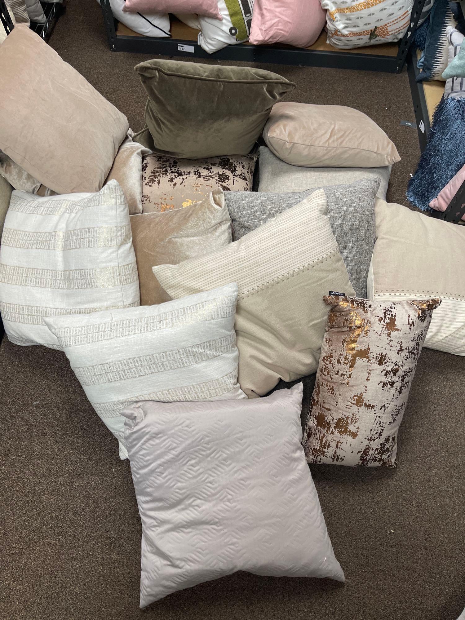 Lot Tan & Beige Throw Pillows, Including Down - Filled (1 of 1)
