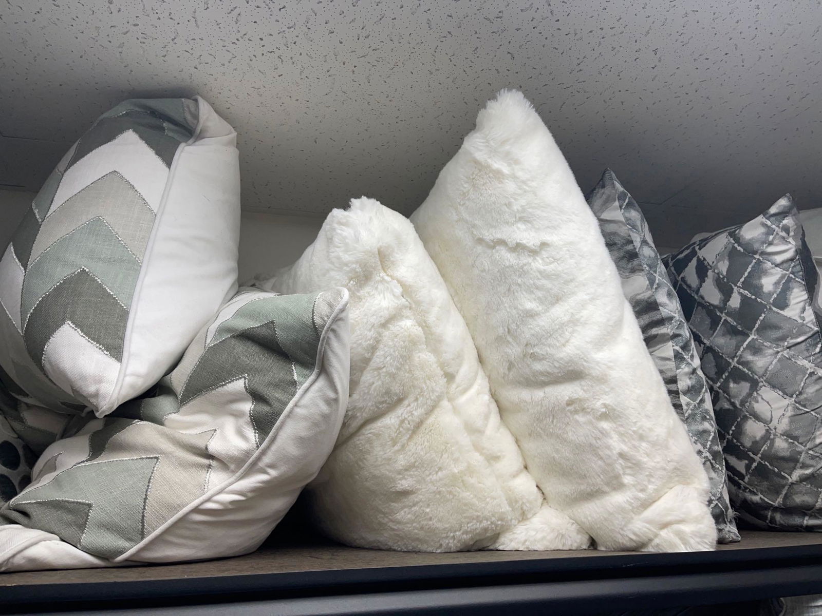 Six White & Gray Throw Pillows, Including Down €“ Filled (1 of 1)