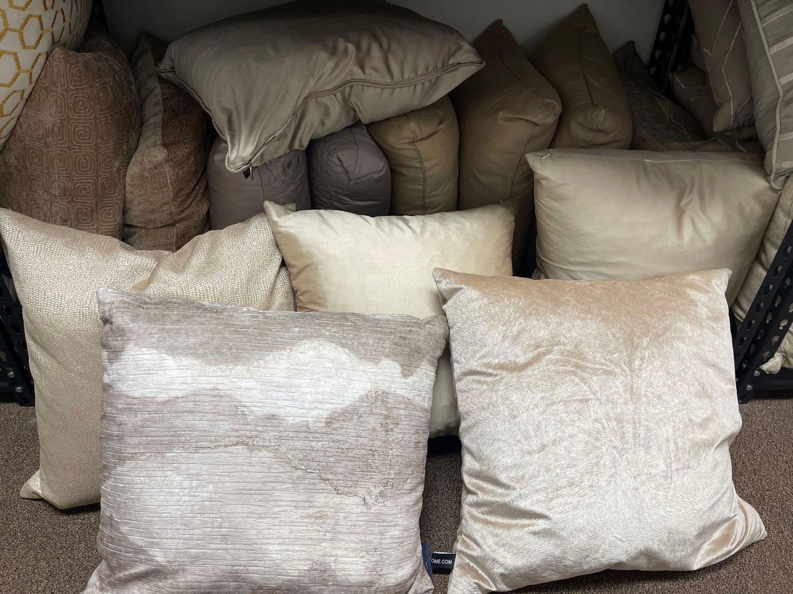Large Lot Gold & Beige Throw Pillows, Including Down €“ Filled (1 of 5)