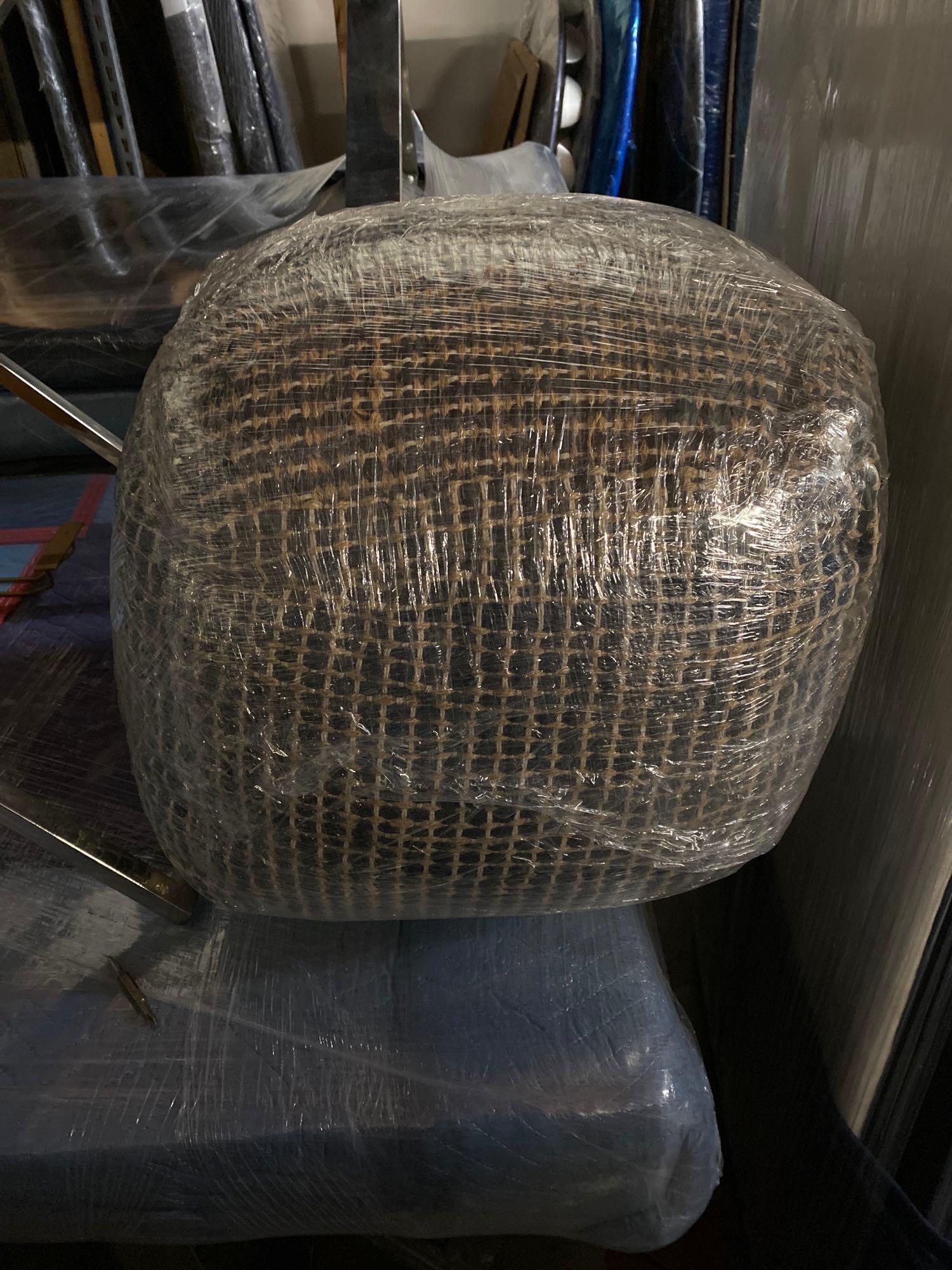 Tan & Black Woven Pouf: tan & black woven pouf This will be a two (2) day sale Wed & Thr Jan 18th & 19th. Online only. Online only.All items sold as is where is. There are No guarantees to functionality, condition, or fitnes