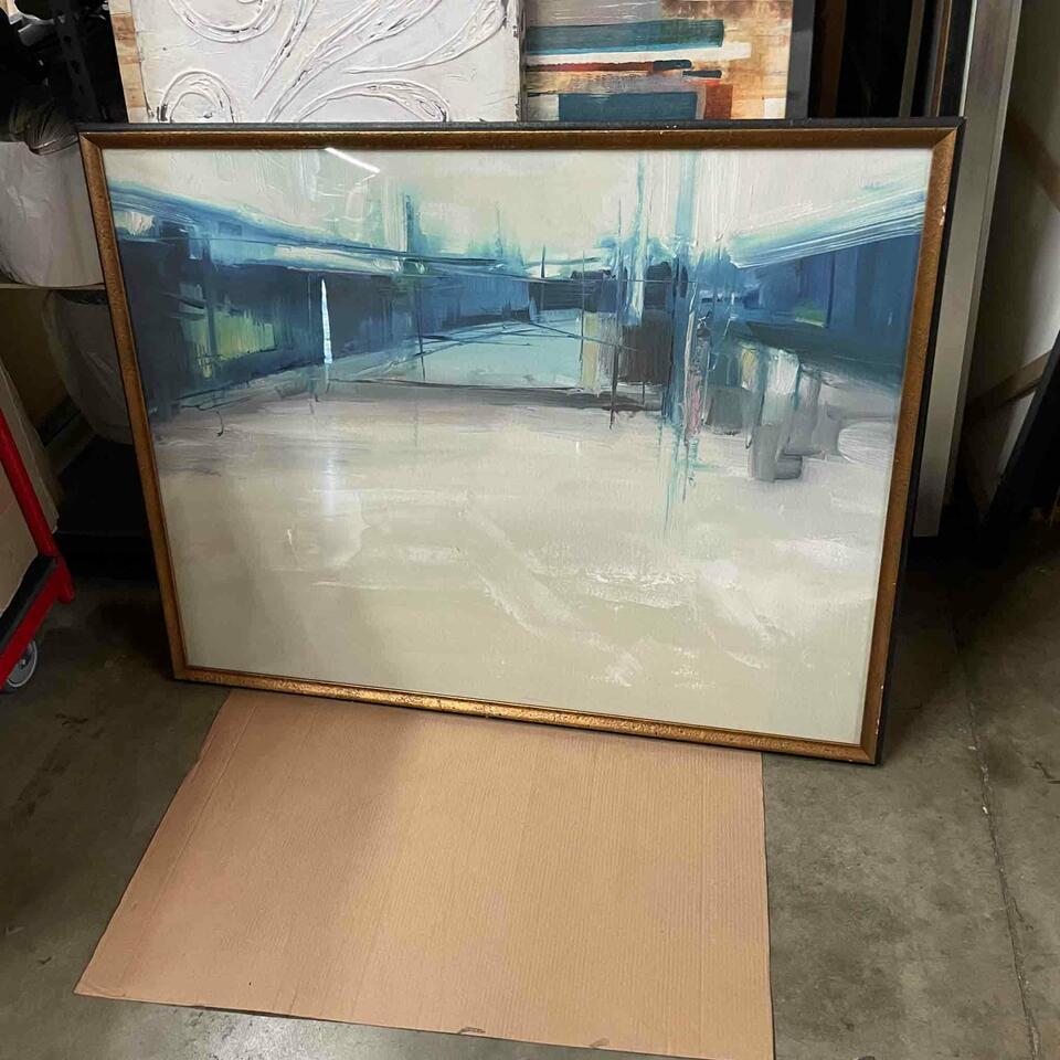 Abstract Art With Gold Frame. Gold.: Abstract Art with Gold Frame. Gold. 52.5x10.5 This will be a two (2) day sale Wed & Thr Jan 18th & 19th. Online only. Online only.All items sold as is where is. There are No guarantees to functionalit