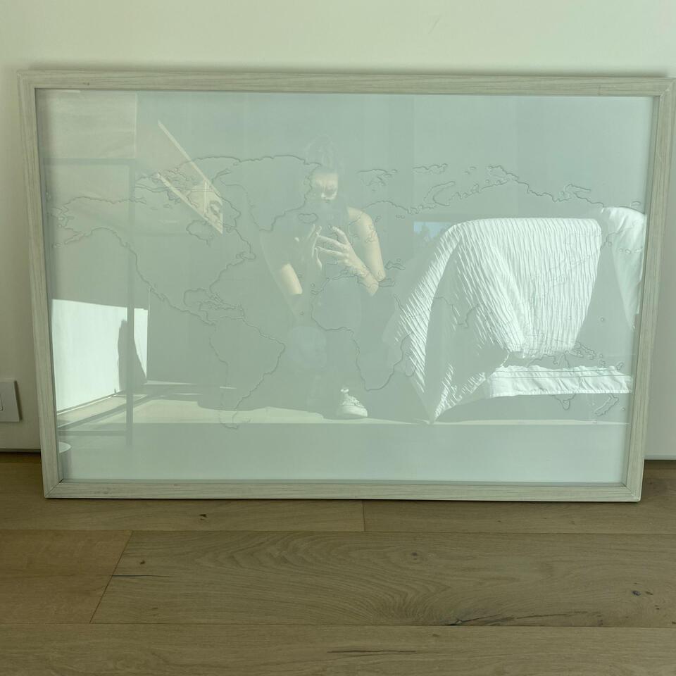 World Map With Beige Frame. White. (1 of 2)