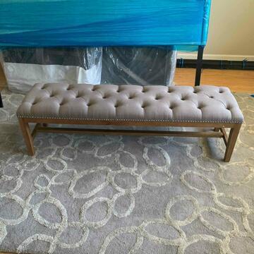 Pair Beige Tufted Benches (1 of 3)