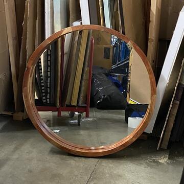 Round Wooden Wall Mirror (1 of 2)