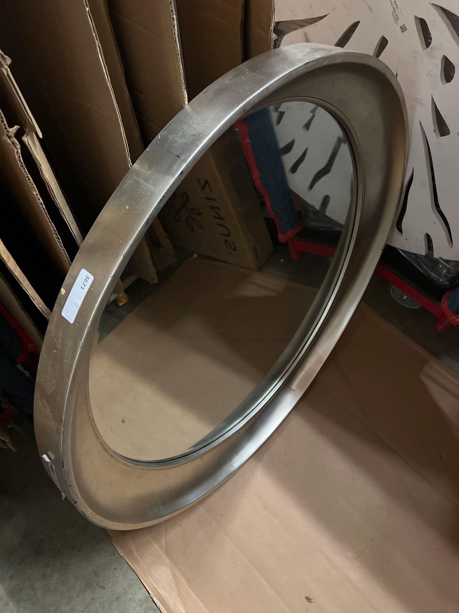 Large Round Metal Wall Mirror (1 of 2)