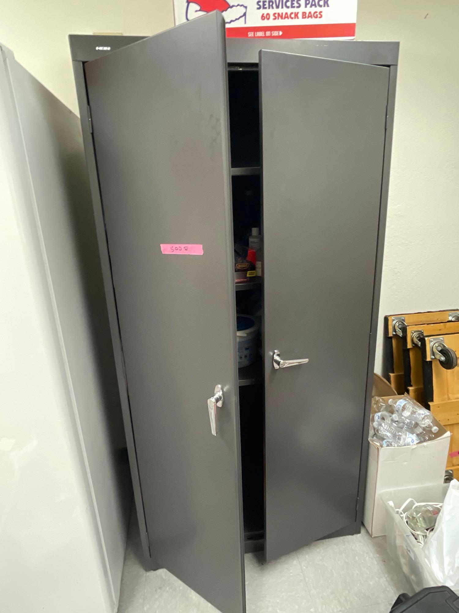Large Locking Metal Cabinet With Cleaning Supplies (1 of 2)