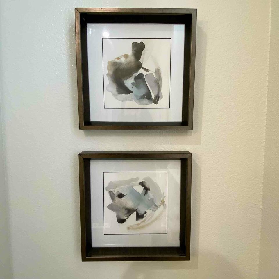 2 Framed Abstract Blue & Black Artworks (1 of 1)