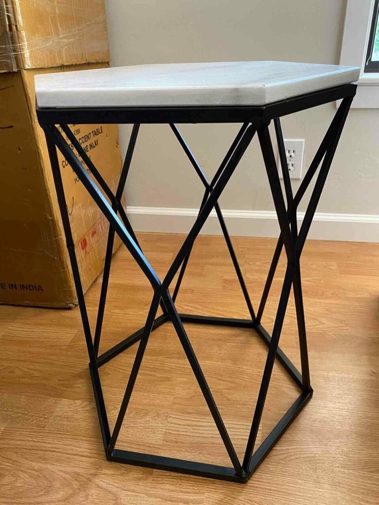 Small Metal Hexagon Accent Table (1 of 2)