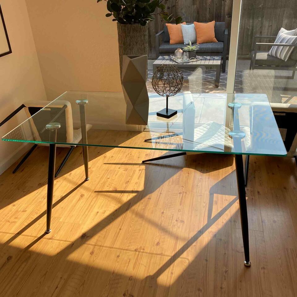 Glass Top Dining Table: Glass Top Dining Table NO SHIPPING AVAILABLE This will be a two (2) day sale Wed & Thur. Jan. 18th & 19th.. Online only.All items sold as is where is. There are No guarantees to functionality, conditi