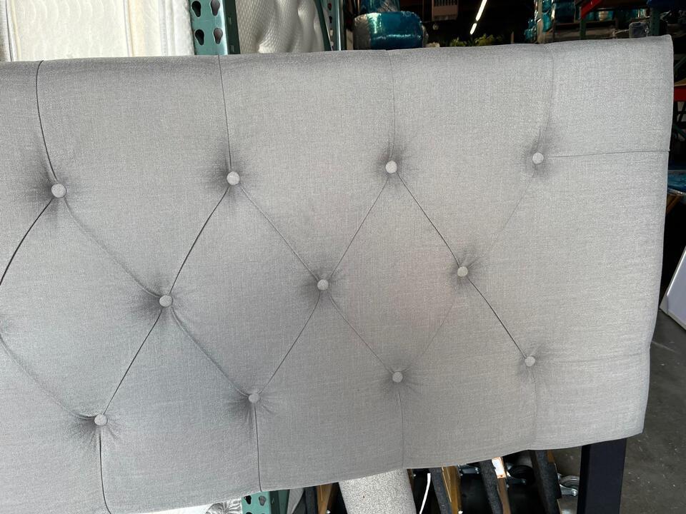 Tufted Grey King Headboard (1 of 1)