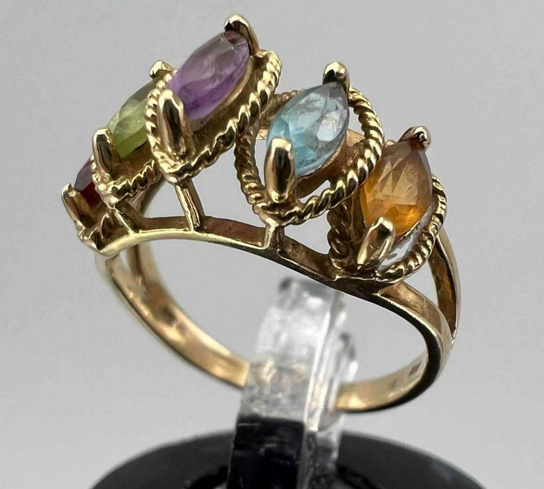 14K Amethyst, Citrine, Peridot, Garnet, And Aquamarine Ring (1 of 10)