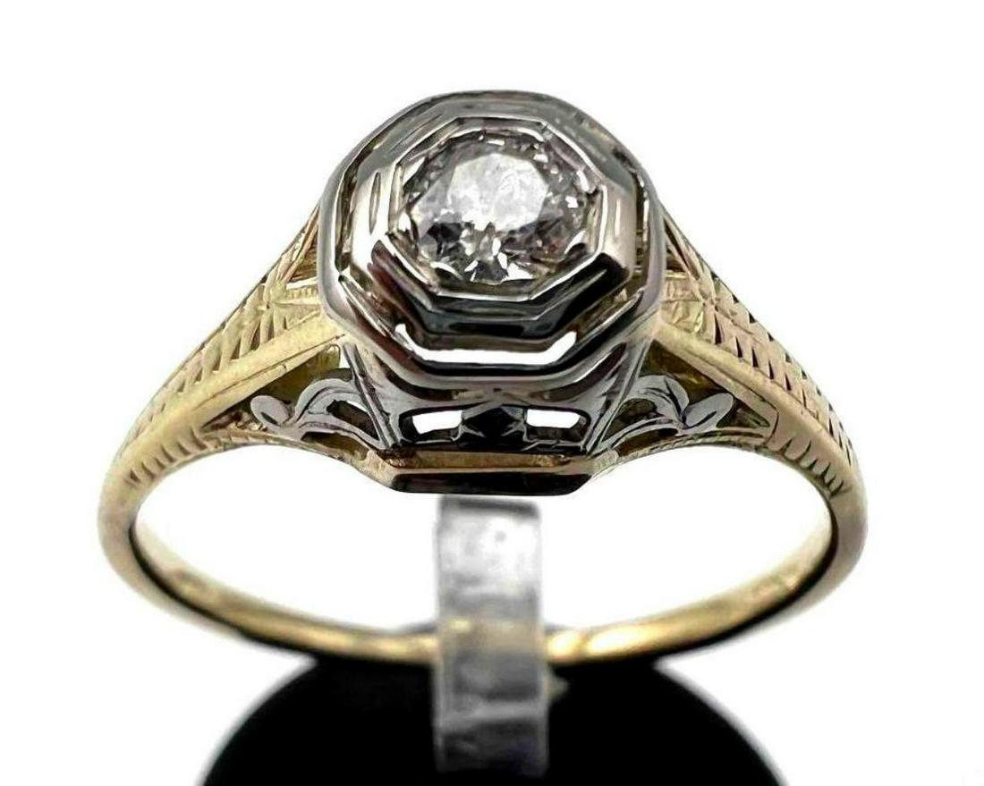 14K & 10K Art Deco White Sapphire Ring (1 of 7)
