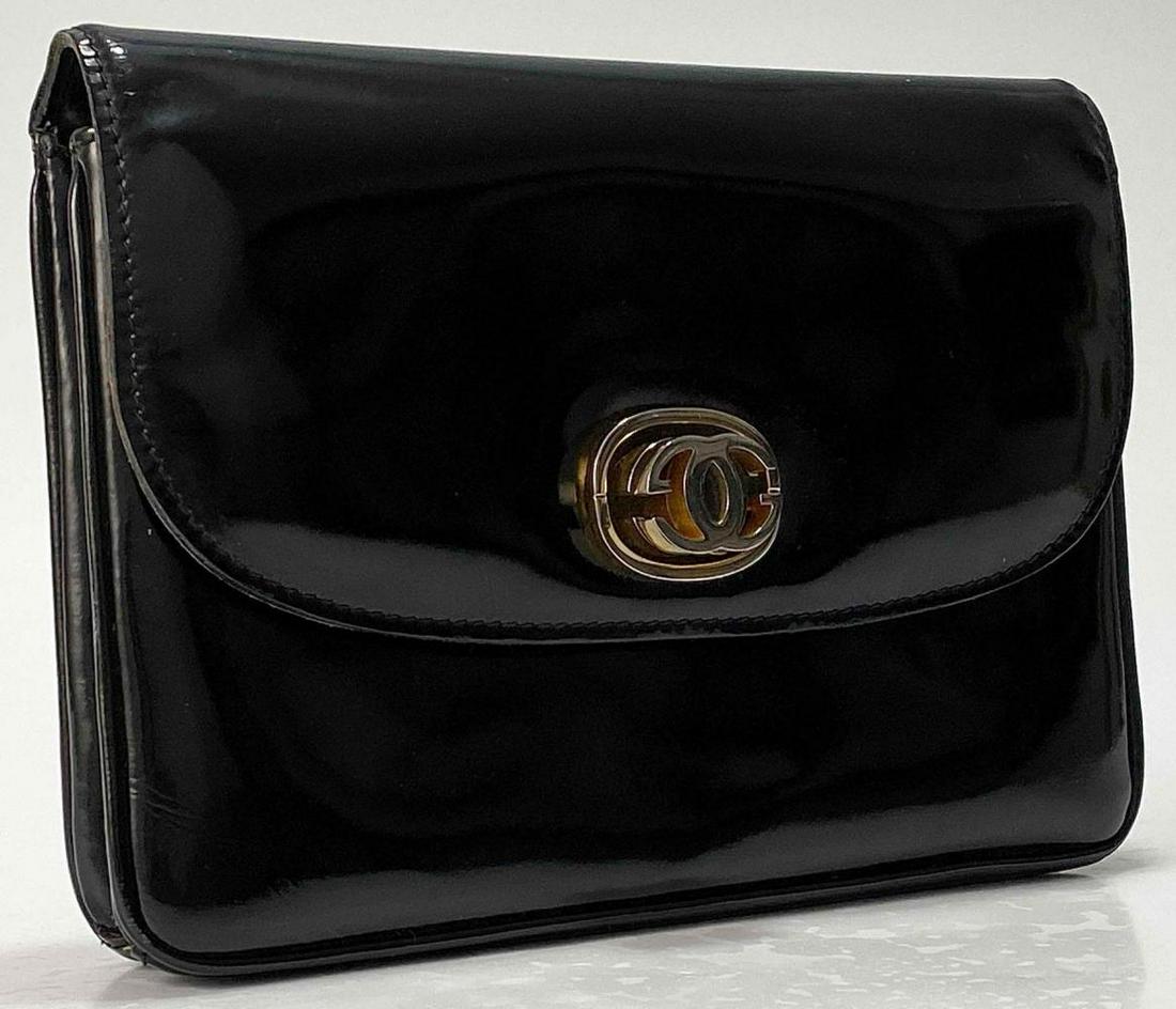 Vintage Gucci Black Patent Leather Clutch Purse, With Original Dust Cover (1 of 20)