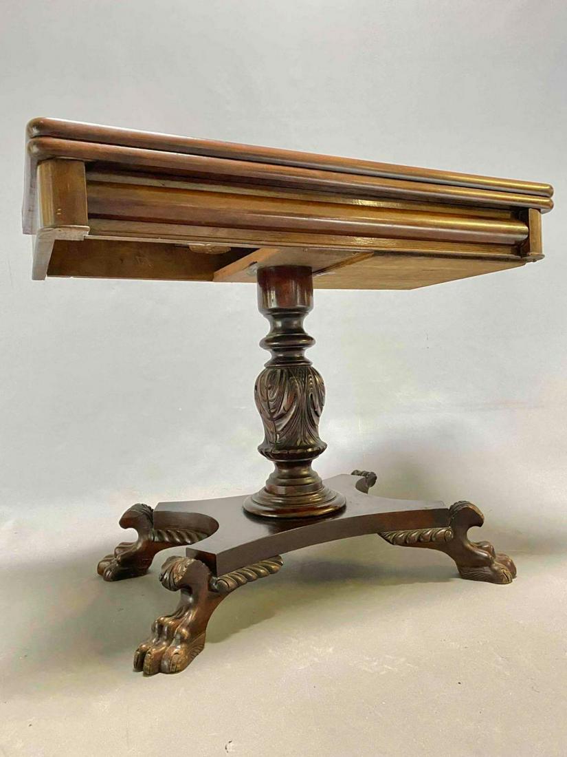 Antique Clawfoot Game Table. Note, the table is very slightly uneven, normal for the age of this (1 of 17)