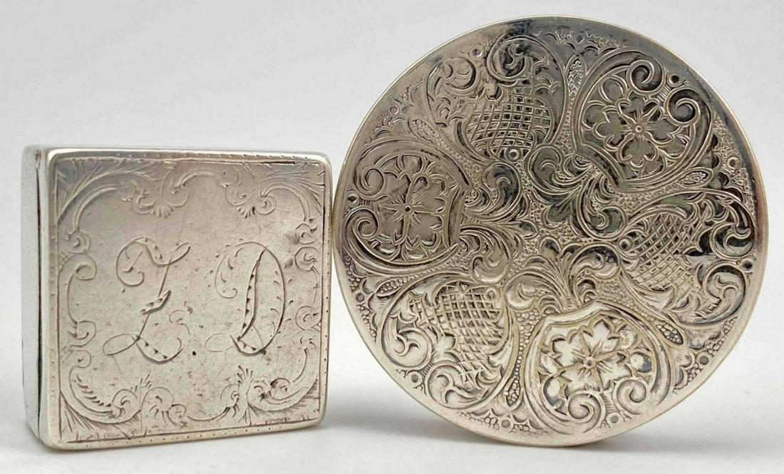 Two Antique Silver Boxes, One For Smelling Salts (1 of 20)