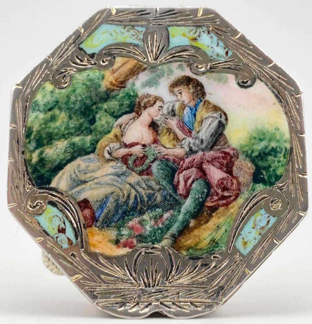 Italian 800 Silver & Enamel Pill Box (1 of 18)