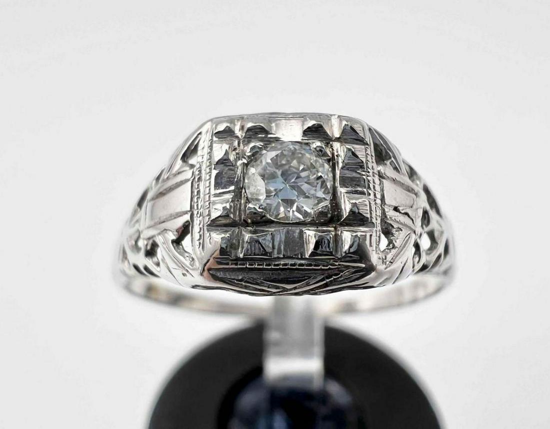18K Art Deco Diamond Solitaire Ring (1 of 9)