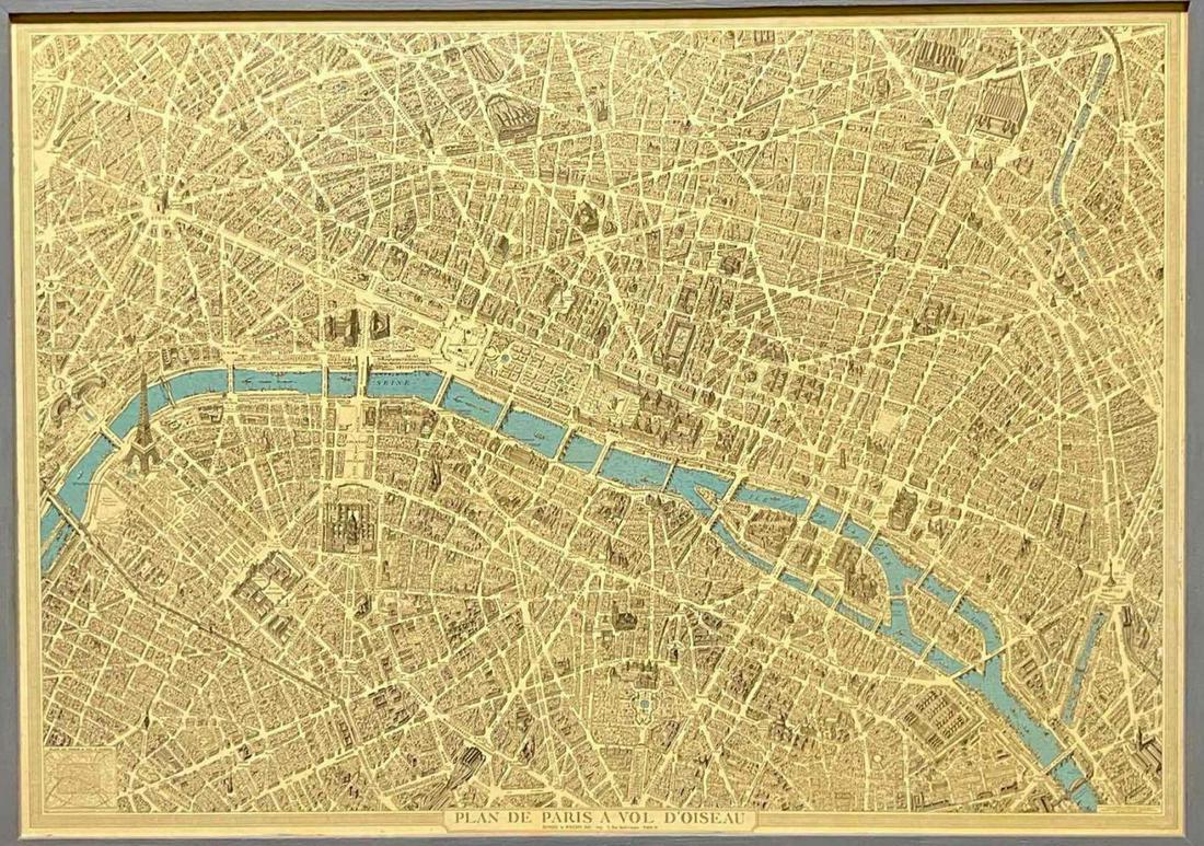 Vintage Framed Map of Paris (1 of 20)